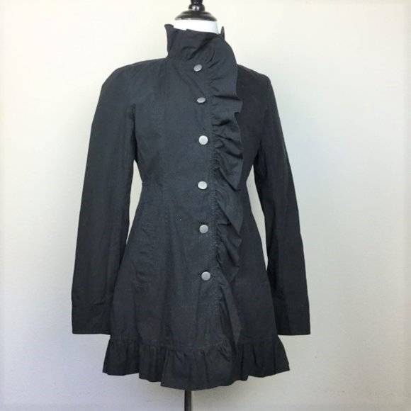 Stella Starr mid length Black Ruffle Jacket M with ruffles - Picture 2 of 7
